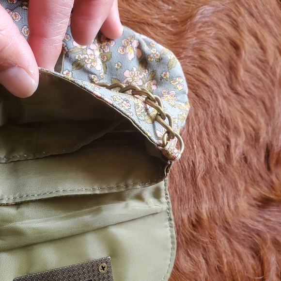 Mini crossbody Purse Micro Floral blue toggle clasp chain strap pockets - Picture 7 of 9